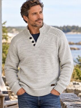 Emerald Isle Galway Mens 2XL Wool Blend Fisherman Sweater Gray Irish Grandpacore
